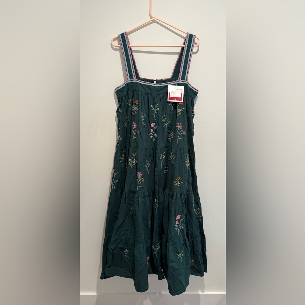 Mi Golondrina Lila Verde Arroyo long embroidered tiered dress size large NWT!